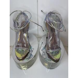 Steve Madden Women’s Limelight Strappy Stiletto Sz 7 Iridescent Holographic